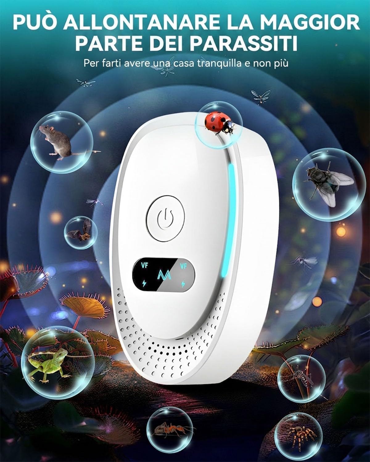 Repellente per Parassiti a Ultrasuoni, 6 Pacco con Interruttore Indipendente – Efficace contro Zanzare, Topi, Insetti, Scarafaggi, Formiche, Ragni – Sicuro per Bambini e Animali Domestici