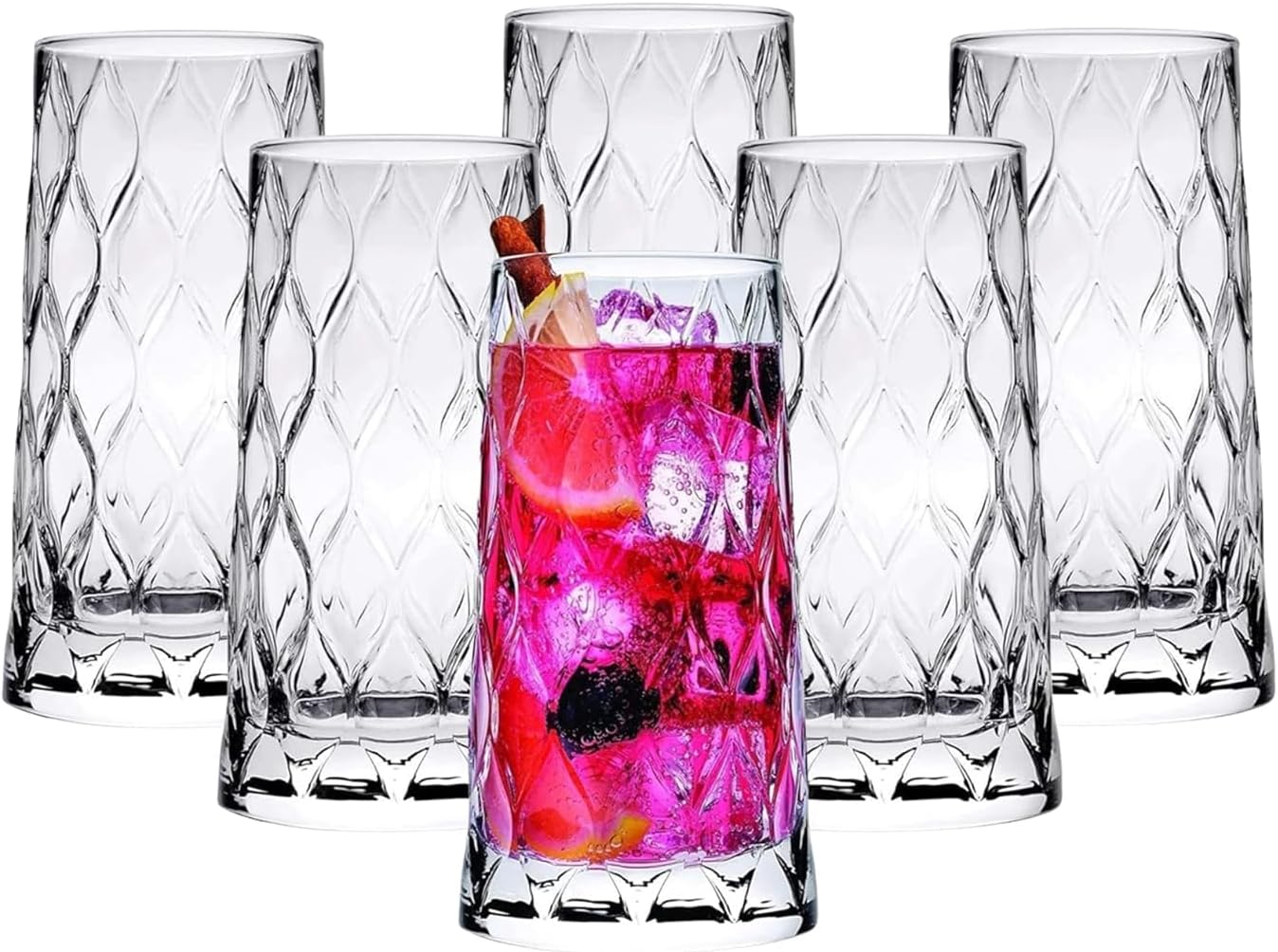 BHTHIM Cocktail Glasses Set of 6 | Highball Cocktail Glass | Ideal for Juice, Mojito, Iced Coffee & Cocktails Beverages - 500ml.