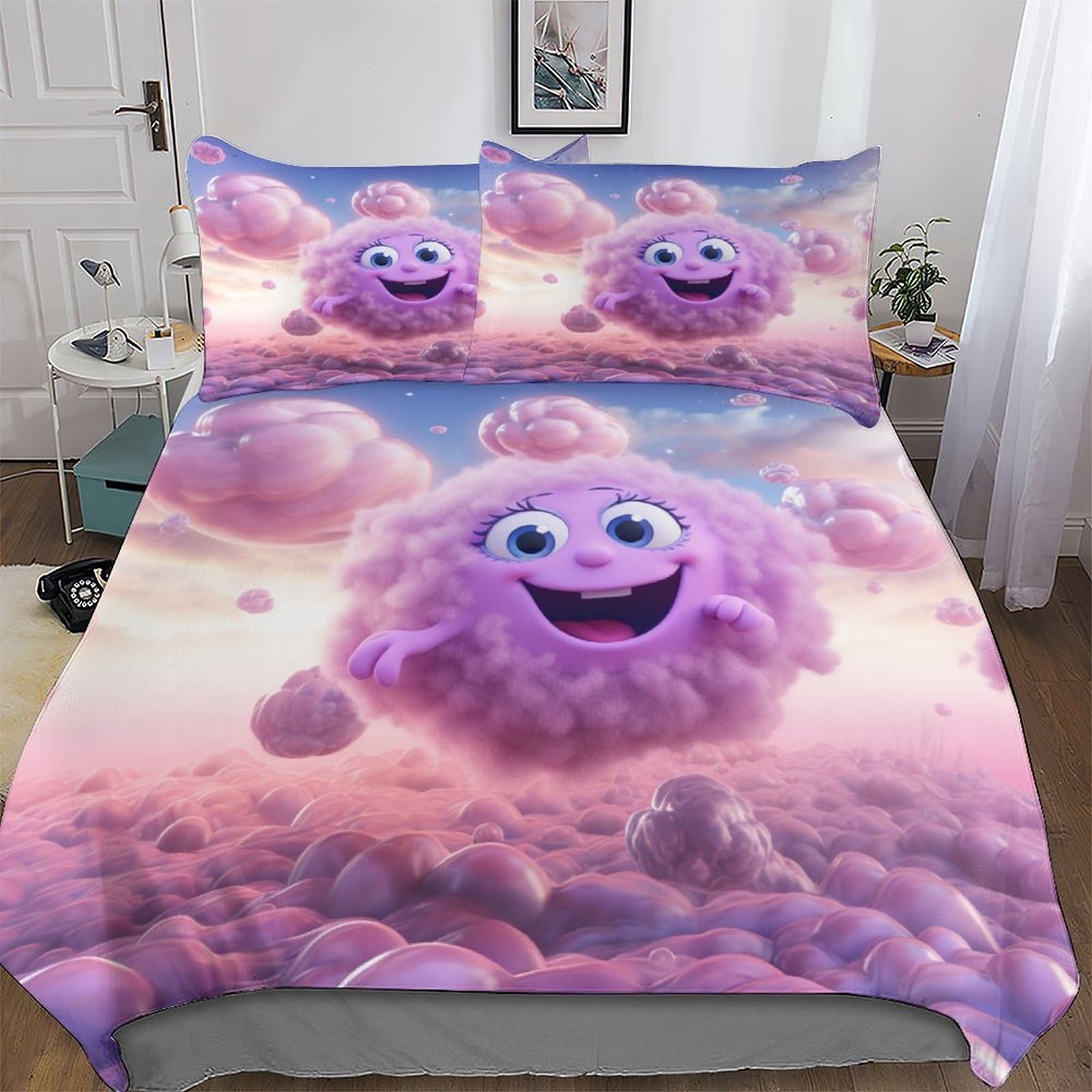 Housse de couette imprimé nuages parure de lit 3 pièces pour des nuits douces et relaxantes