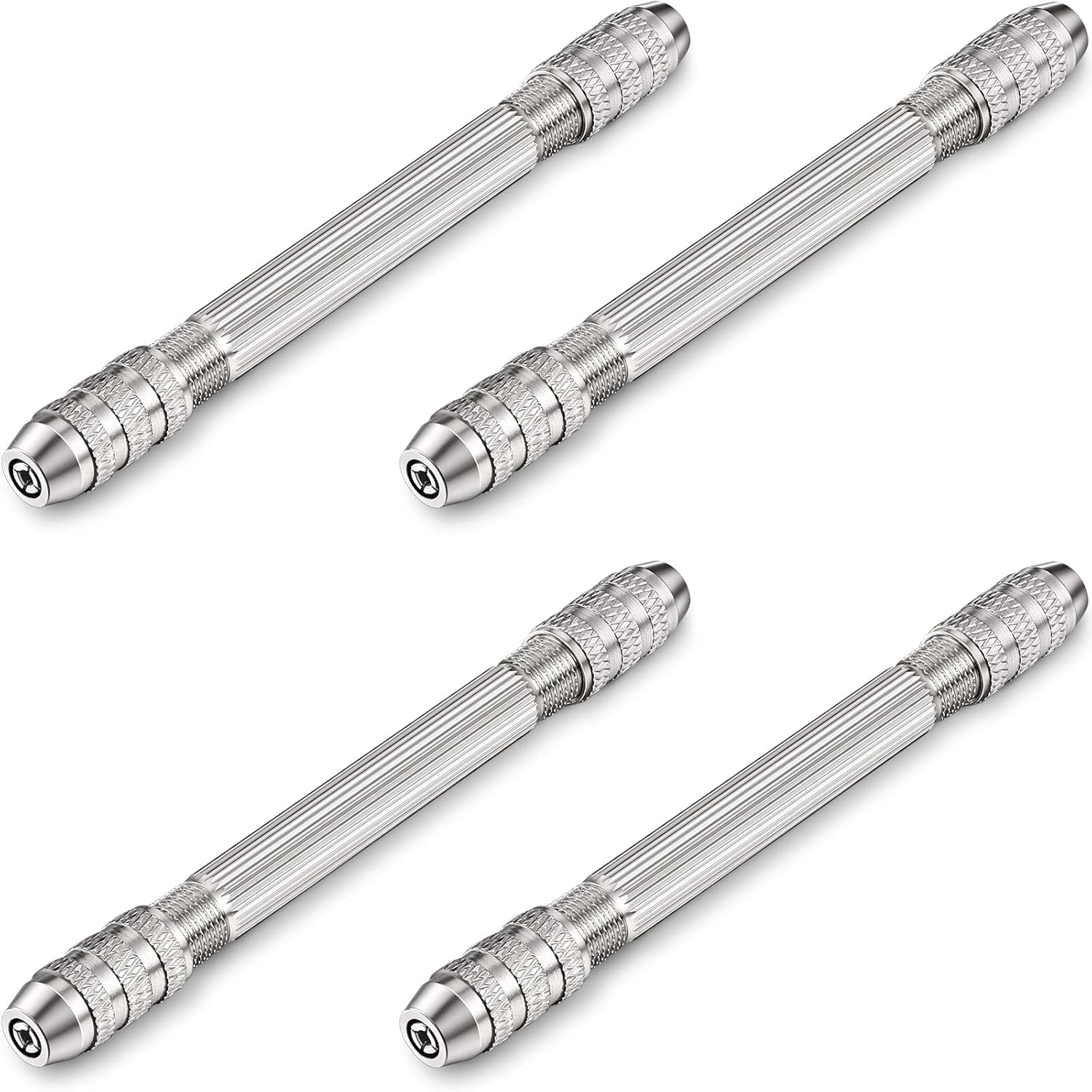 Zhehao 4 Pcs Double Ended Pin Vise DIY Hand Drill Pin Vise Resin Drill Wire Twisting Tools with Copper Collet Jewelry Making Tools for DIY Hairpin Keychain Bracelets Necklace