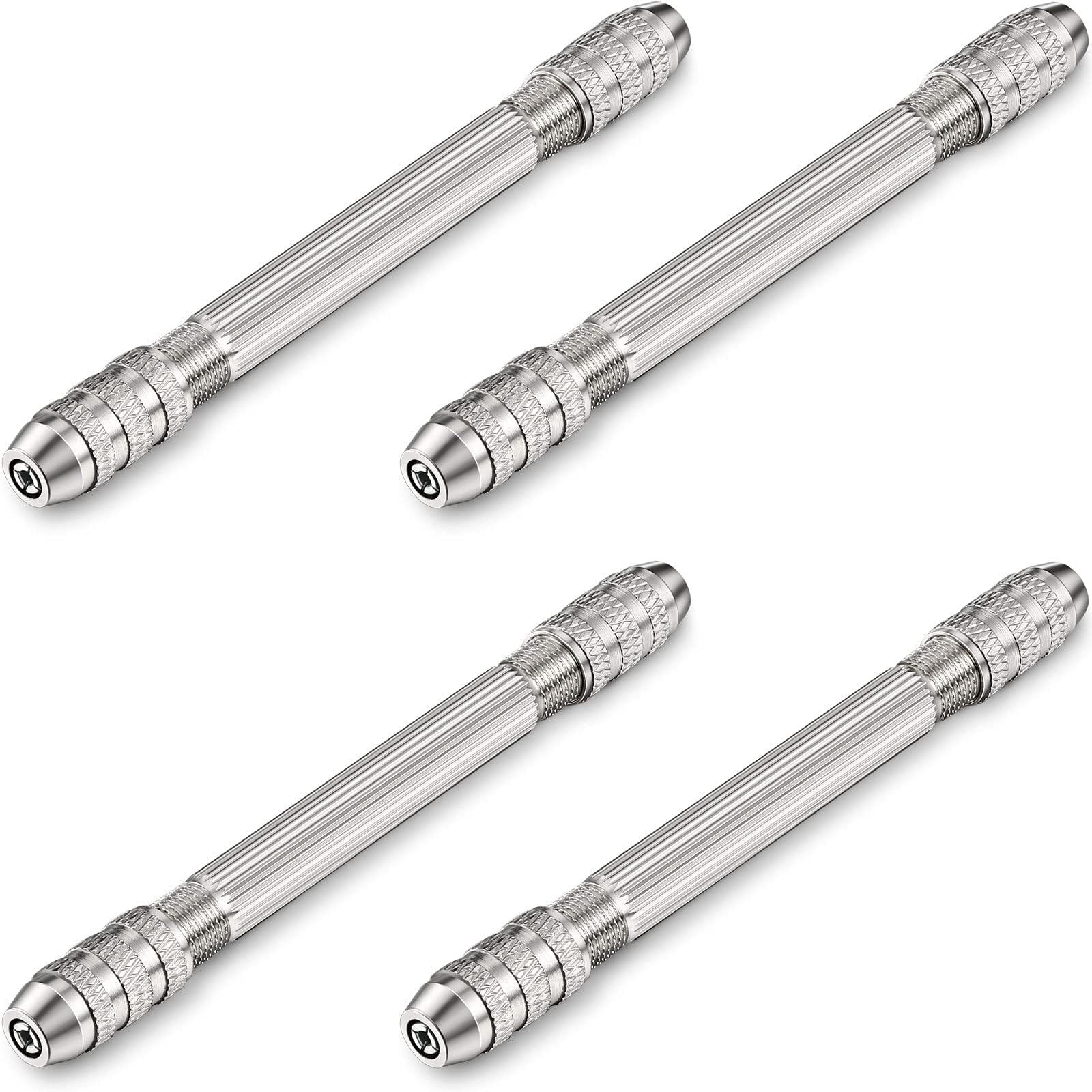 Zhehao 4 Pcs Double Ended Pin Vise DIY Hand Drill Pin Vise Resin Drill Wire Twisting Tools with Copper Collet Jewelry Making Tools for DIY Hairpin Keychain Bracelets Necklace