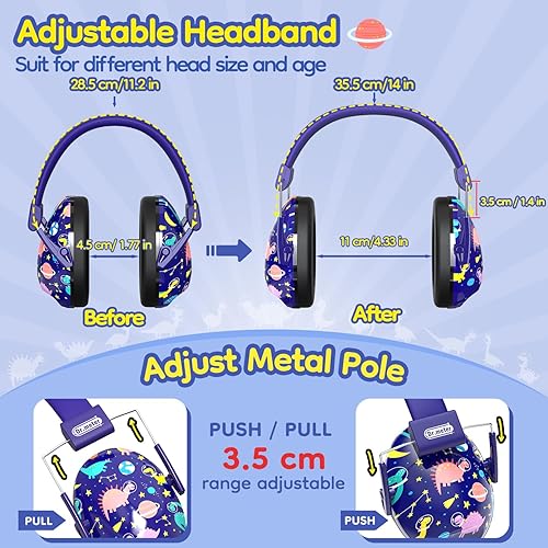 Vista 139 de Orejeras de seguridad con reducción de ruido de 31 dB con diadema ajustable para adultos y niños, protección auditiva, para autismo sensorial, negro