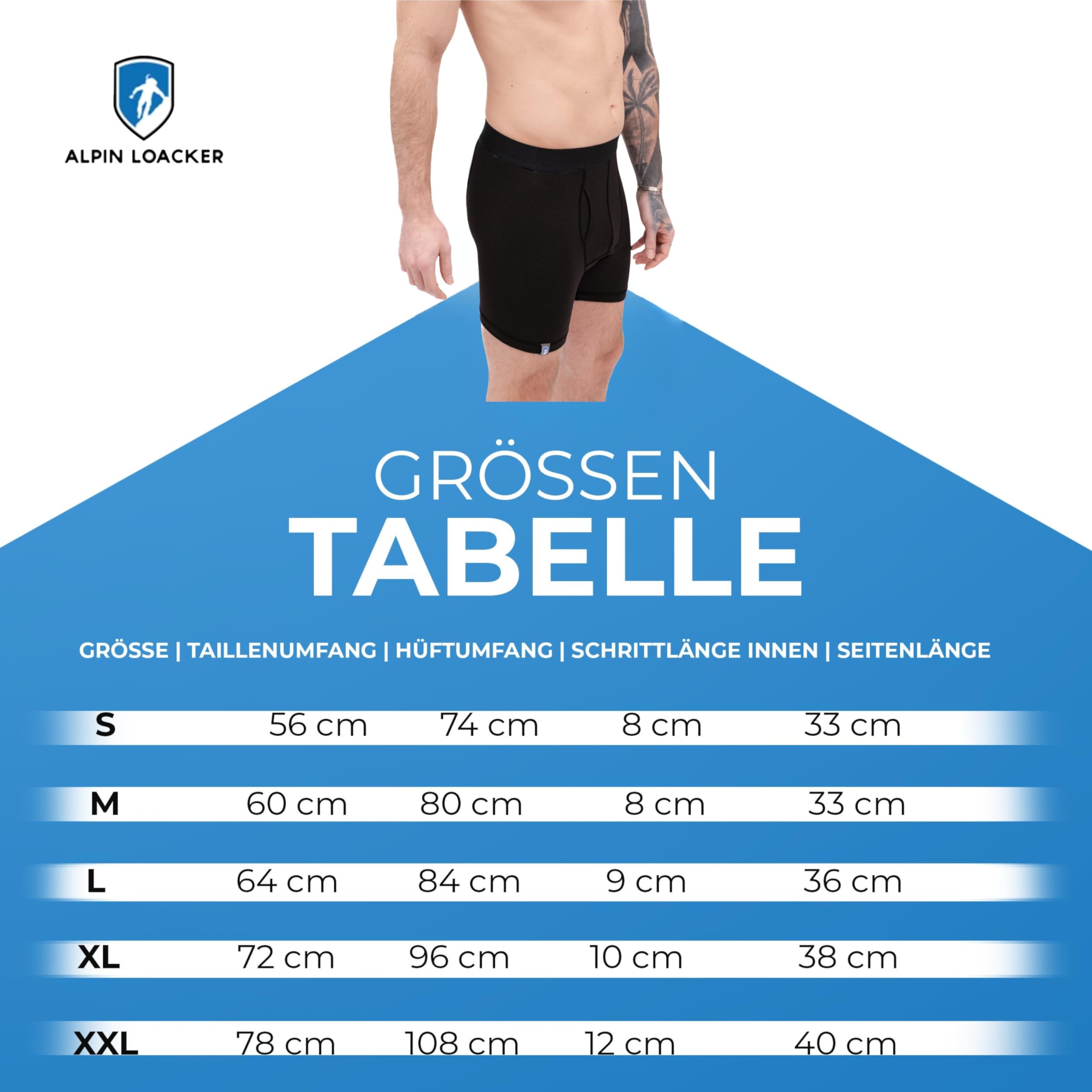 ALPIN LOACKER Merinowolle Boxershorts Herren Sport Unterhose schnelltrocknend atmungsaktiv