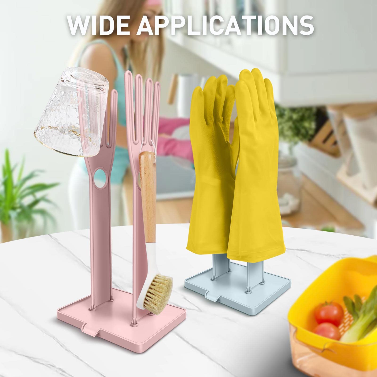 Soporte para guantes de cocina de 2 piezas, secador de guantes, soporte para guantes de lavavajillas, estante de goma para manoplas de plástico, guantero reutilizable, perfecto para la cocina. 7
