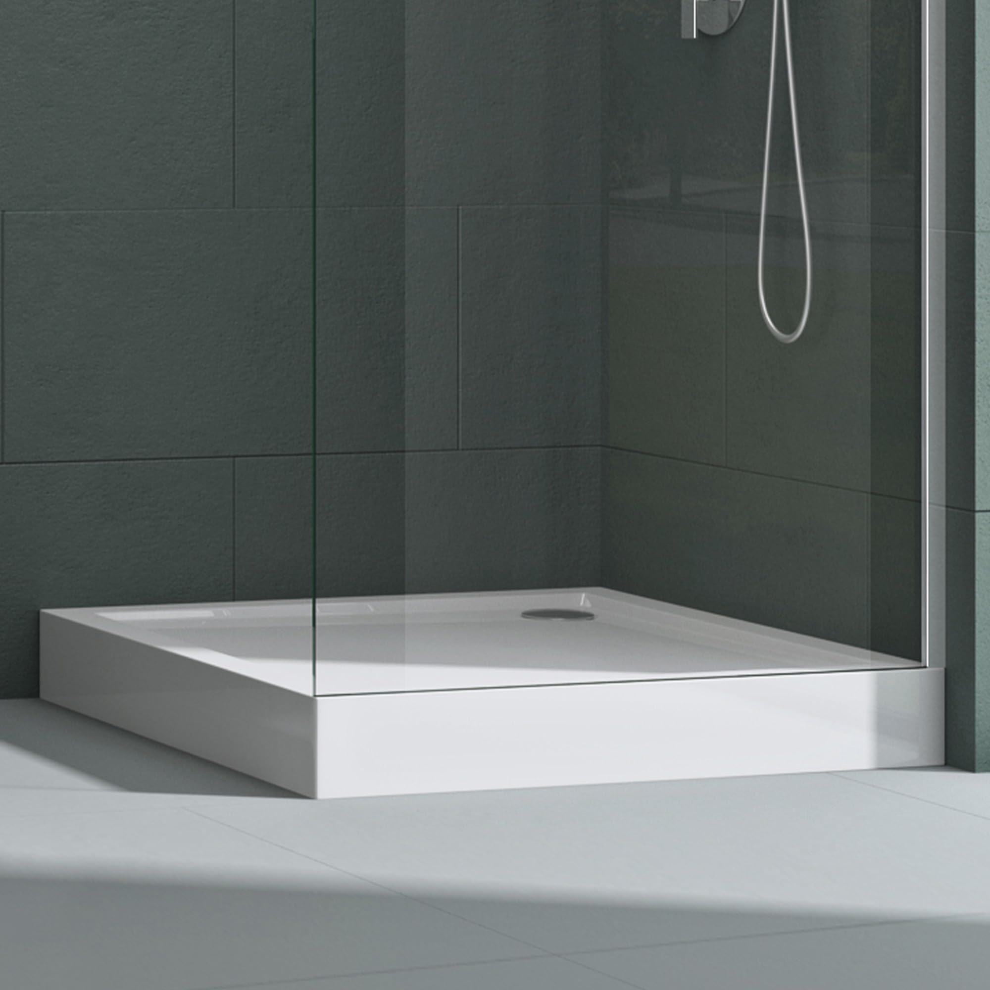 Mai & Mai Piatto Doccia con Piletta 80x80x14cm, Piletta di Scarico (AL01) | Piatto Doccia Quadrato Faro1H in Acrilico, Bianco