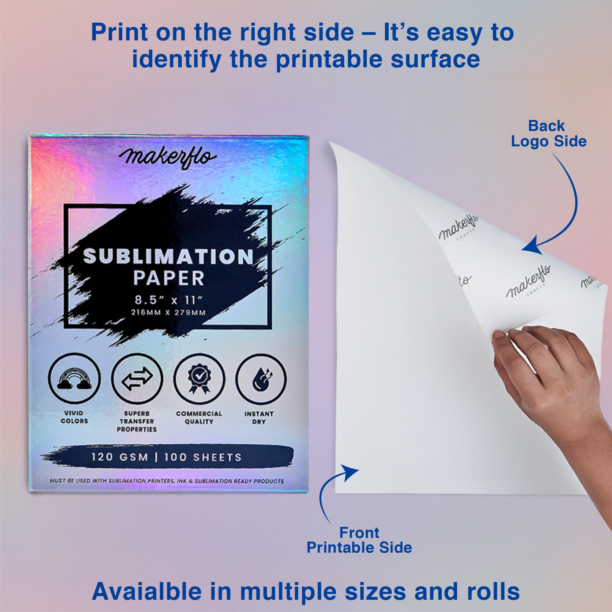 MakerFlo Sublimations-Transferpapier, 21,6 x 27,9 cm, 120 g/m², 2 Stück
