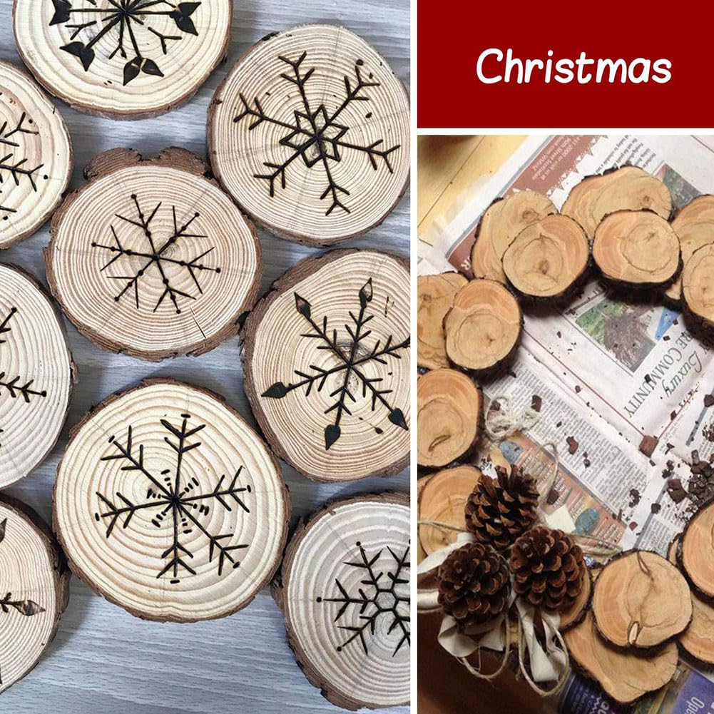SENENQU 24 stuks ronde houten schijven, diameter 30 cm, 3 mm dikke houten schijven om te knutselen, decoratieve houten schijf voor knutselen, bruiloft, Kerstmis, decoratie, cadeauhanger