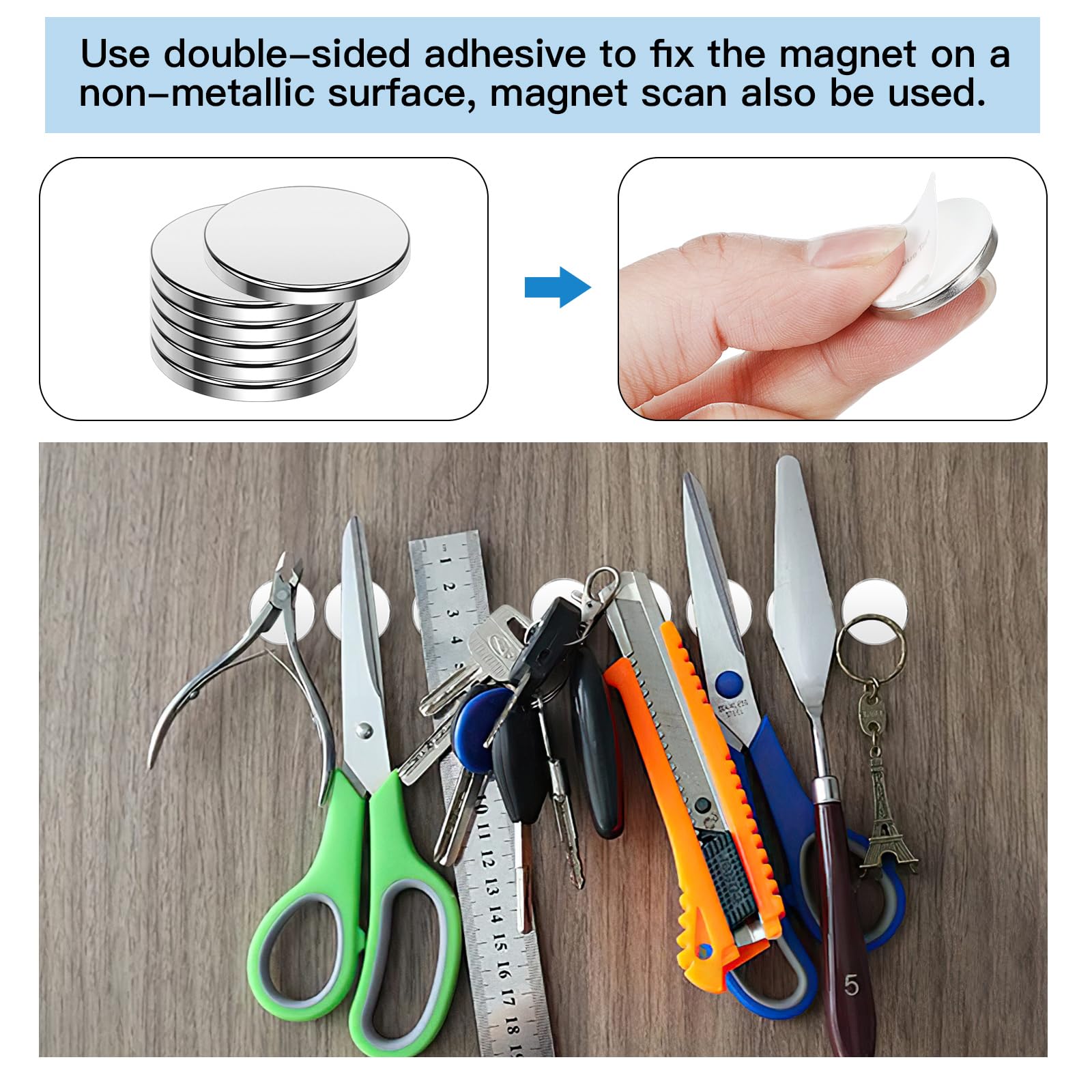 6 sztuk magnesów neodymowych extra mocnych, 25×3 mm magnesy samoprzylepne, mocne magnesowane klejące, okrągłe magnesy do biura i lodówki oraz tablicy