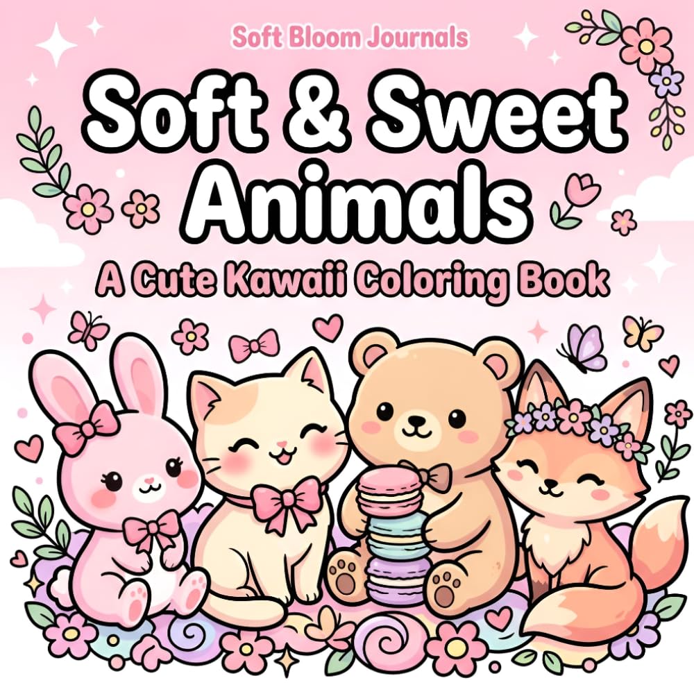 Soft & Sweet Animals: A Cute Kawaii Coloring Book