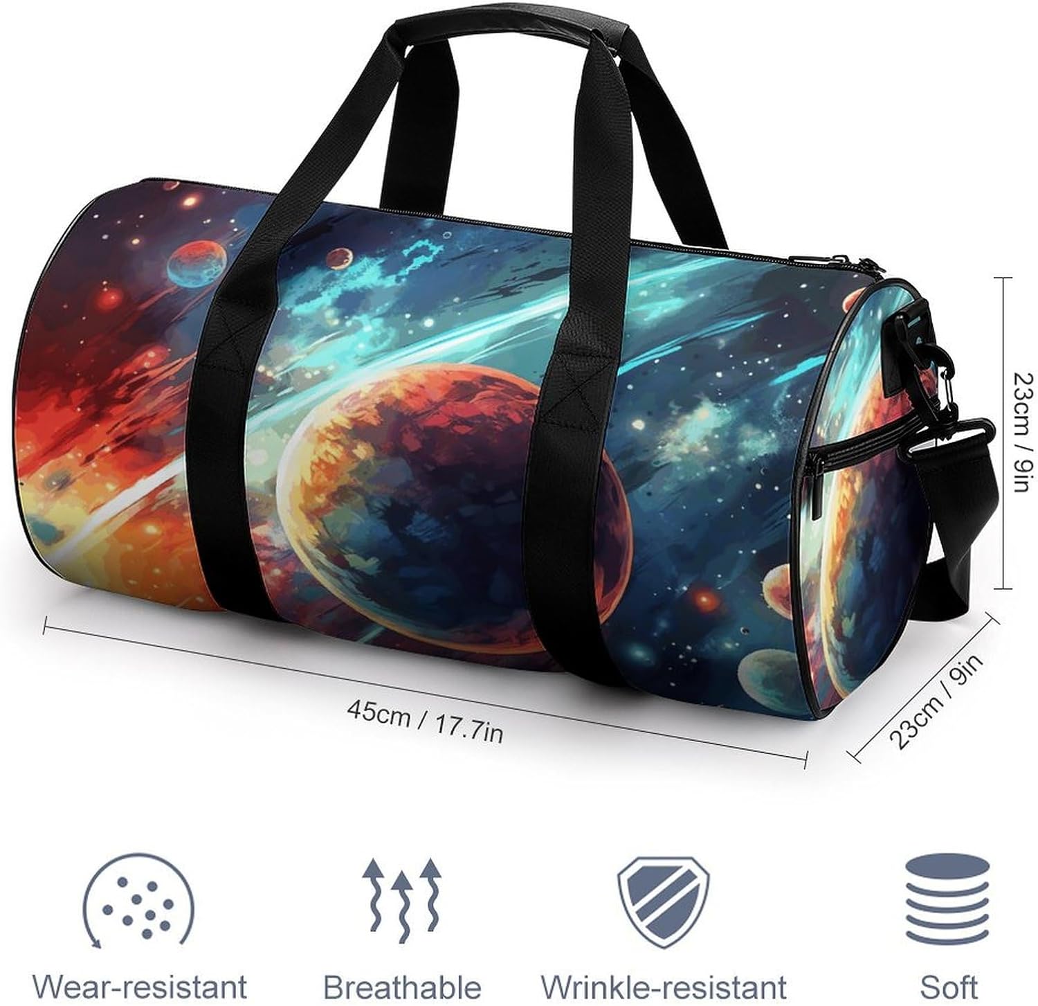 Painted Outer Space Sport Gym Duffle Travel Bag for Women Men Overnight Weekender Bag with Shoe Compartment,Wet Pocket