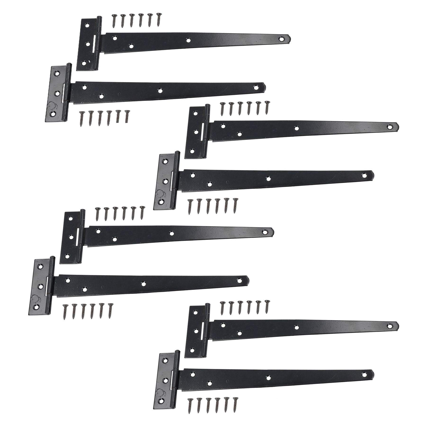 10” (250mm) Heavy Duty T Tee Hinges for Doors + Gates with Fixing Screws 8pc