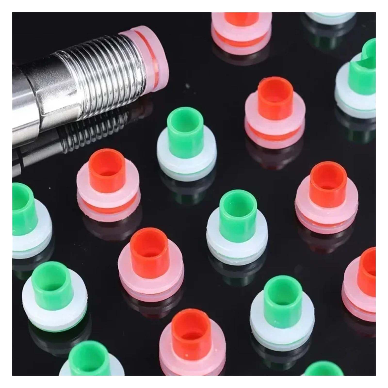Uszczelka do kranu, Uszczelki silikonowe do instalacji wodno-kanalizacyjnych, wielokolorowe, 1,7 x 1,9 cm, opakowanie 10 szt.(Green,60PCS-1.7 * 1.9 CM)
