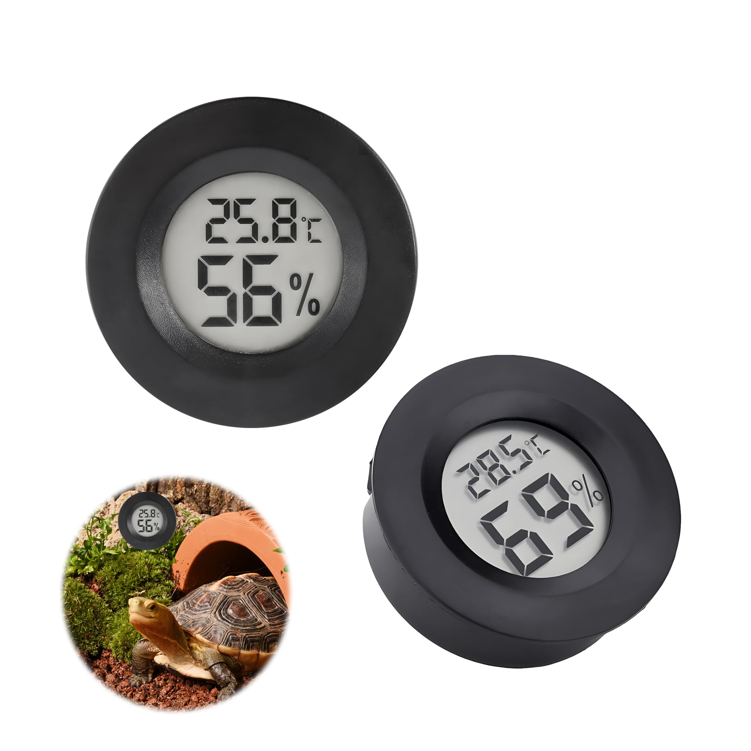 2PCS Reptile Thermometer Hygrometer, LCD Digital Humidity Meter Vivarium Hygrometer Sensor