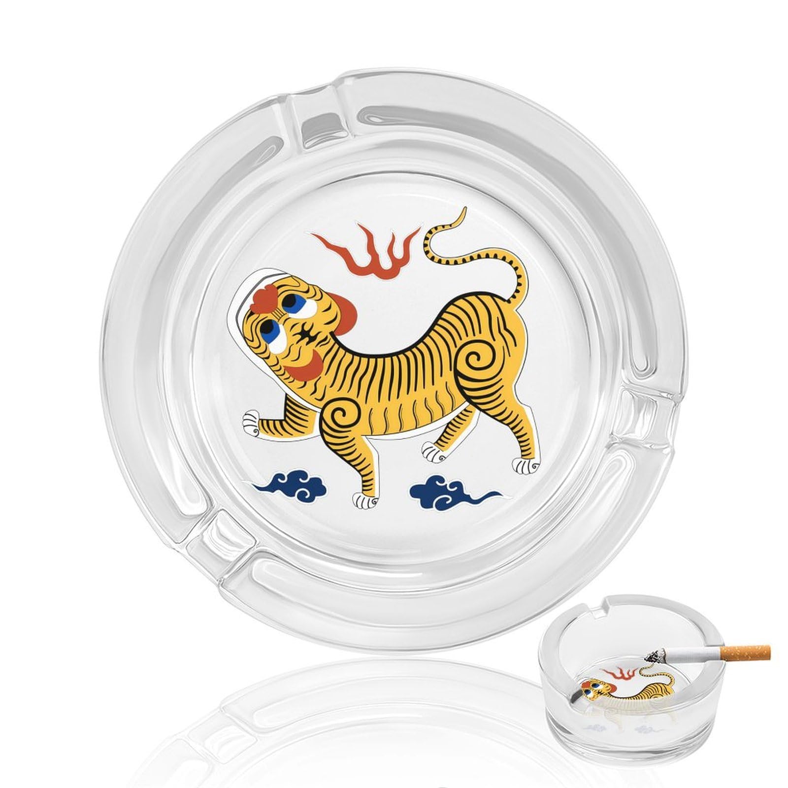 Republic of Formosa Flag Ashtray Portable Round Glass Outdoor Ash Tray for Home Office Garden Pub