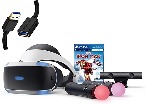 Sony Playstation VR Marvels Iron Man VR Bundle - Auriculares Playstation VR cámara 2 controles de movimiento de movimiento código digital Marvel