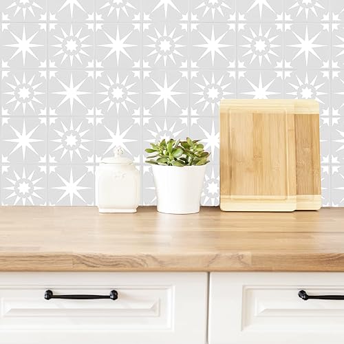 Vista 16 de Paquete de 4 plantillas de azulejos (4 x 4 pulgadas), patrón mexicano, plantillas reutilizables para pintar suelos/paredes/muebles, se adapta a