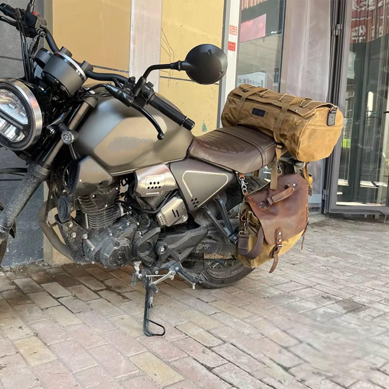 Borsa Posteriore Universale Per Moto Attrezzatura Da Pilota Impermeabile Sedile Bagagli Il Trasporto Borse Per Attrezzi E Accessori Sacche Moto(Khaki)
