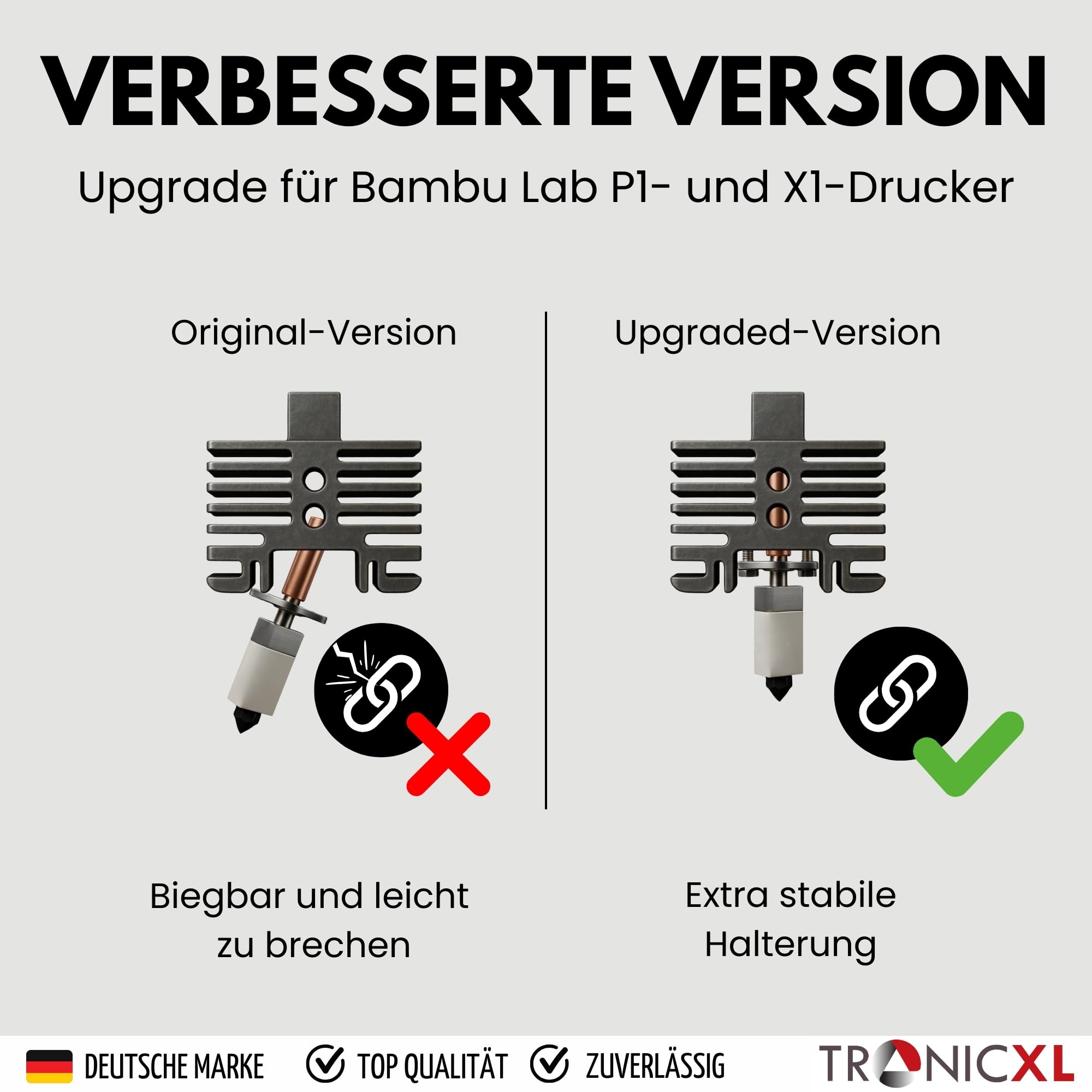 TronicXL Zestaw do drukarki 3D Bambu Lab P1P, P1S, X1, X1C, X1E, przekładnia ekstruder + zestaw Hotend 3.0 + 2 x dysza 0,4 mm, blok grzewczy do bambusa, akcesoria do druku 3D, część zamienna