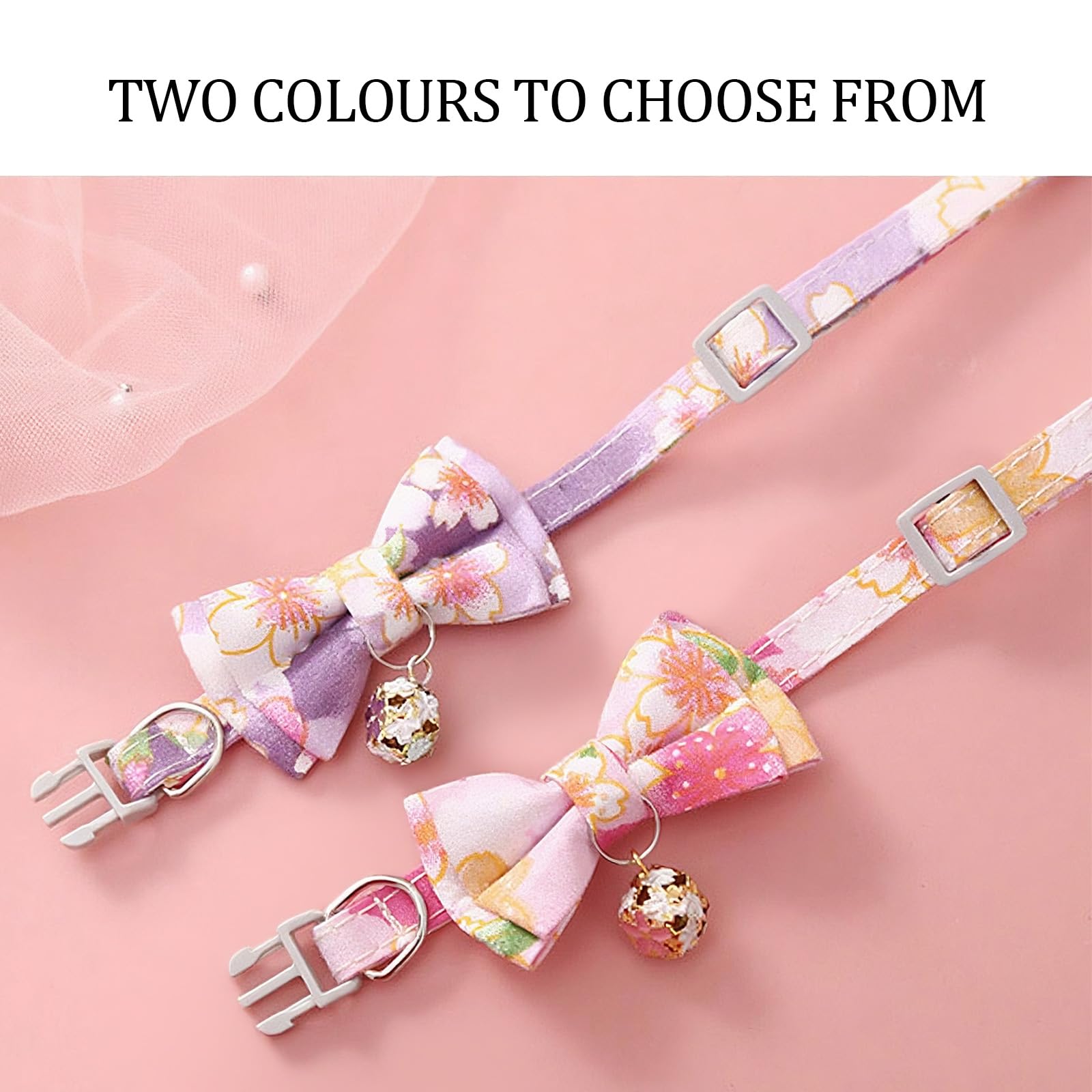 FOSDICK 2 PCS Kitten Collars, Cat Collar with Detachable Bell and Bow Tie, Cats Bow Tie, Cat Collar with Bell - Image 4