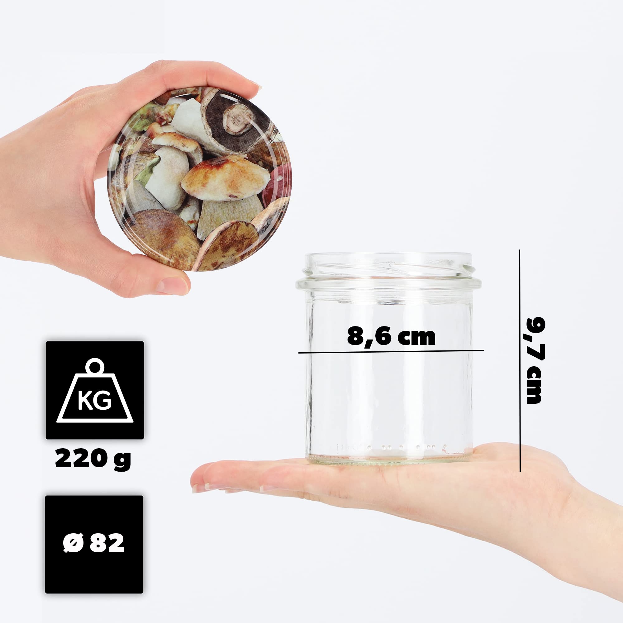 KADAX Tarros De Mermelada De 350 Ml, Fi82 Mm, Tarros De Conservas Con Tapa De Rosca, Tarros De Miel, Tarros De Conserva, Tarros Para Champiñones, Mermeladas, Miel (100 Unidades, Dorado