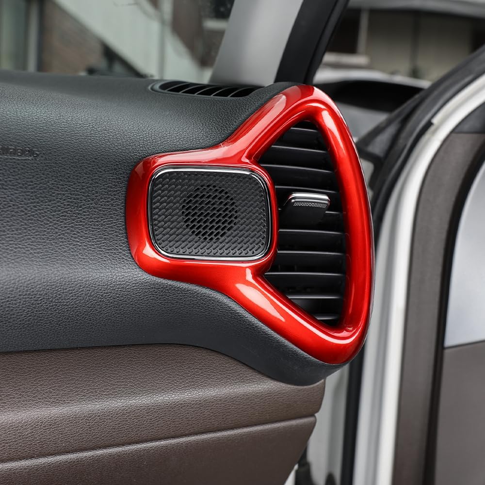 Compatible with Kia Soul 2020-2025 Accessories: Front Side Vent Cover, Dashboard Accessory Scratch-Resistant Center Console Vent Protector-red