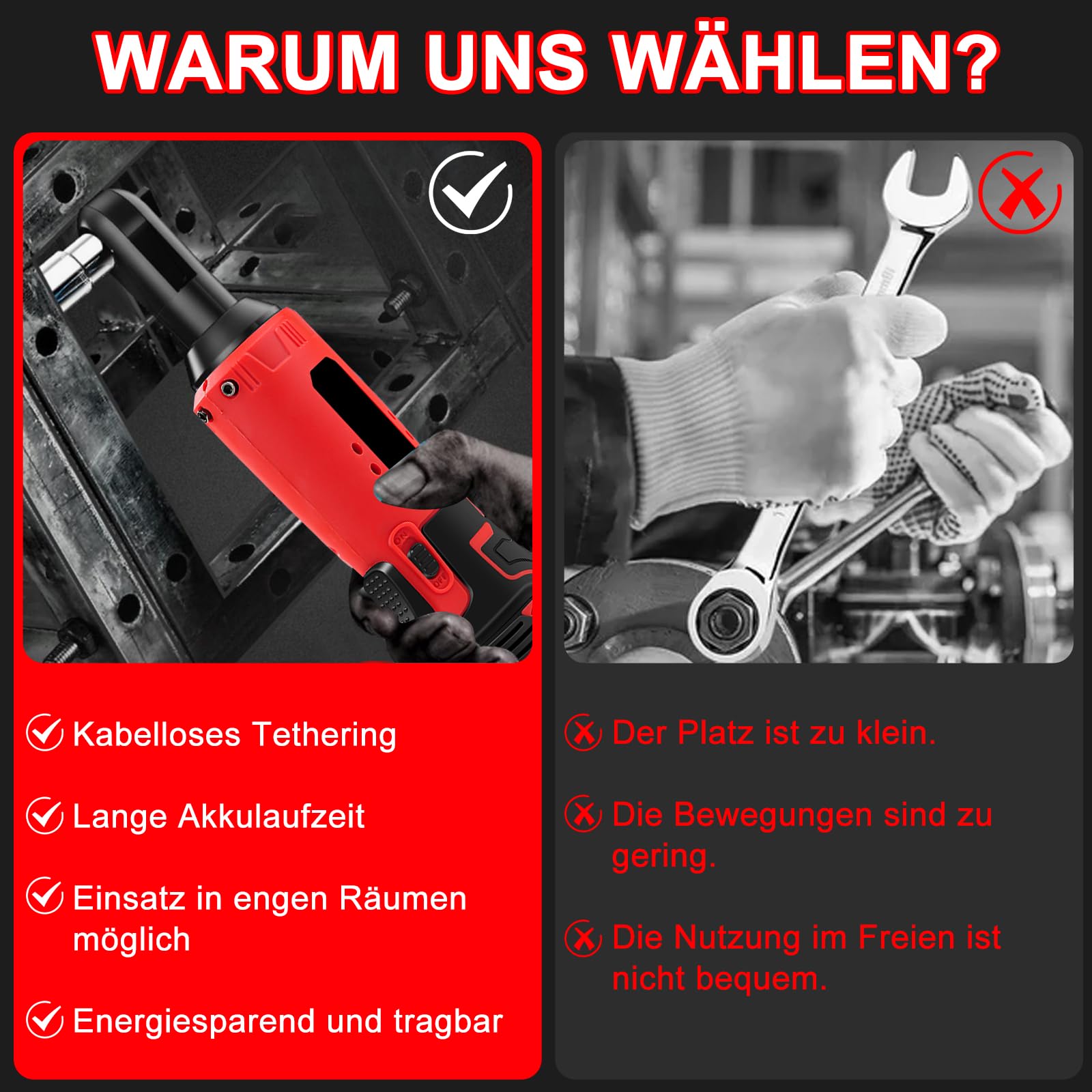 Elektrische Ratschenschlüssel Set, 12V 3/8" Akku Ratschenschlüssel mit 35Nm Drehmoment, 0-320RPM mit 2x1500mAh Batterie, 7 Steckdosen, Elektrische Ratsche für Möbel und Autos
