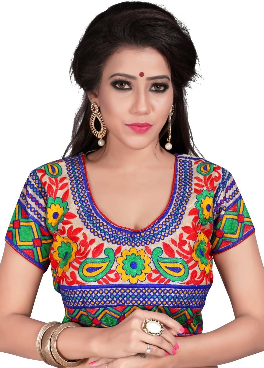 Angel Fashion Trends Indian Pakistani Designer Cotton Multi Color Readymade Blouse for Sarees