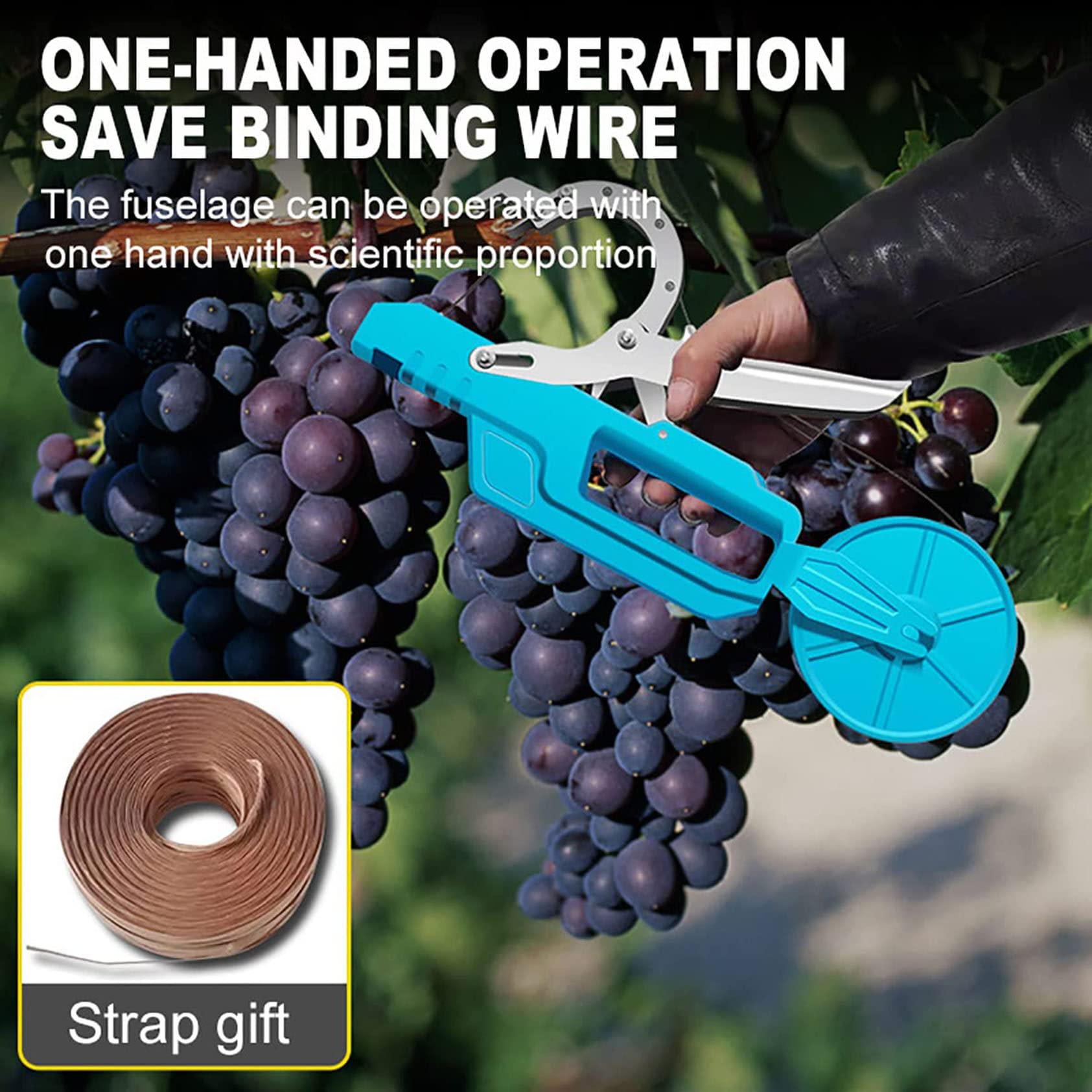 Máquina eléctrica para atar plantas, herramienta profesional de agrupación de viñedos para atar uvas, tomates, pepinos, verduras y ramas, juego de atado eficiente y fácil de usar