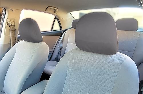 Fundas universales para reposacabezas para automóviles y camiones – Juego de 2 fundas de poliéster gris sólido con respaldo de espuma para monitores