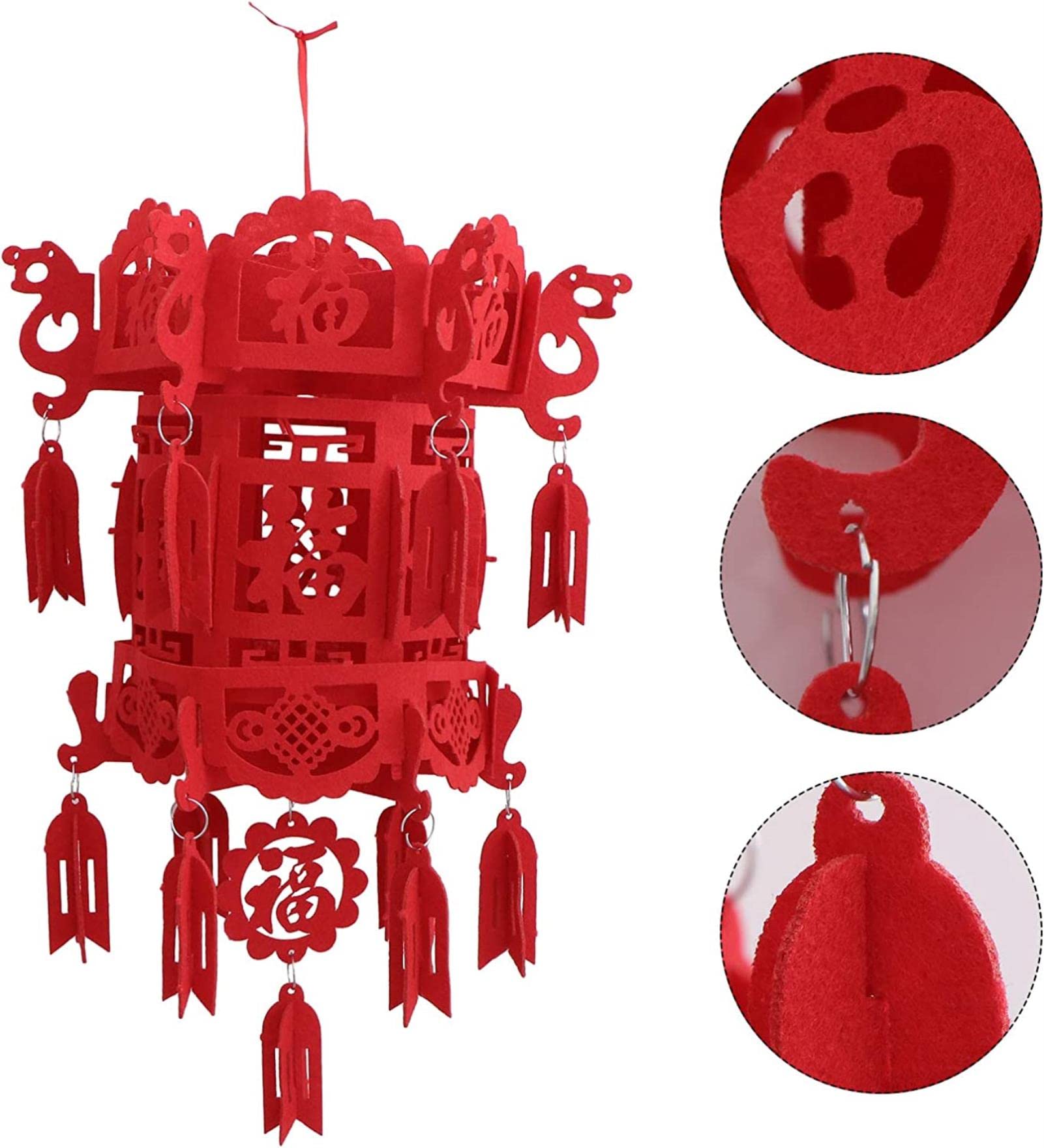 Lampiony papierowe, dekoracje wiszące, latarnia-6 szt. Święto wiosny Lampion z włókniny Dekoracyjna latarnia w stylu chińskim Czerwone noworoczne Podwójny komfort(35 * 25cm)