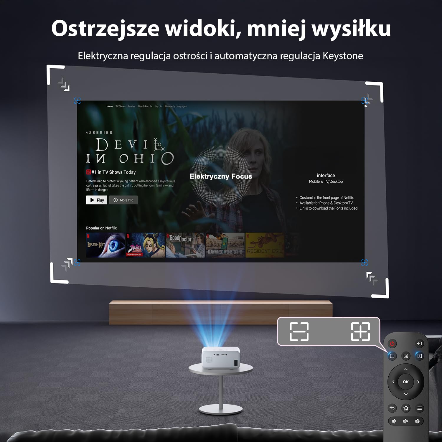 Mini Przenośny Projektor 2025 Upgraded, Visulapex V3 PRO Projektor 12000 Lumenów z Obsługą FHD 1080P, 50% Zoomem i Elektryczną Regulacją Ostrości, Projektor 5G WiFi Bluetooth dla iOS/Android/TV Stick