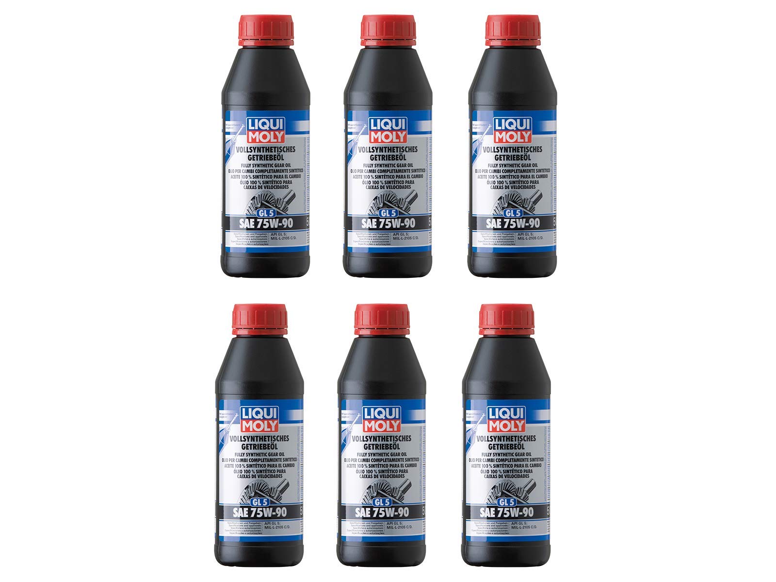 6X Original Liqui Moly 500ml Vollsynthetisches Getriebeöl (GL5) SAE 75W-90 1413