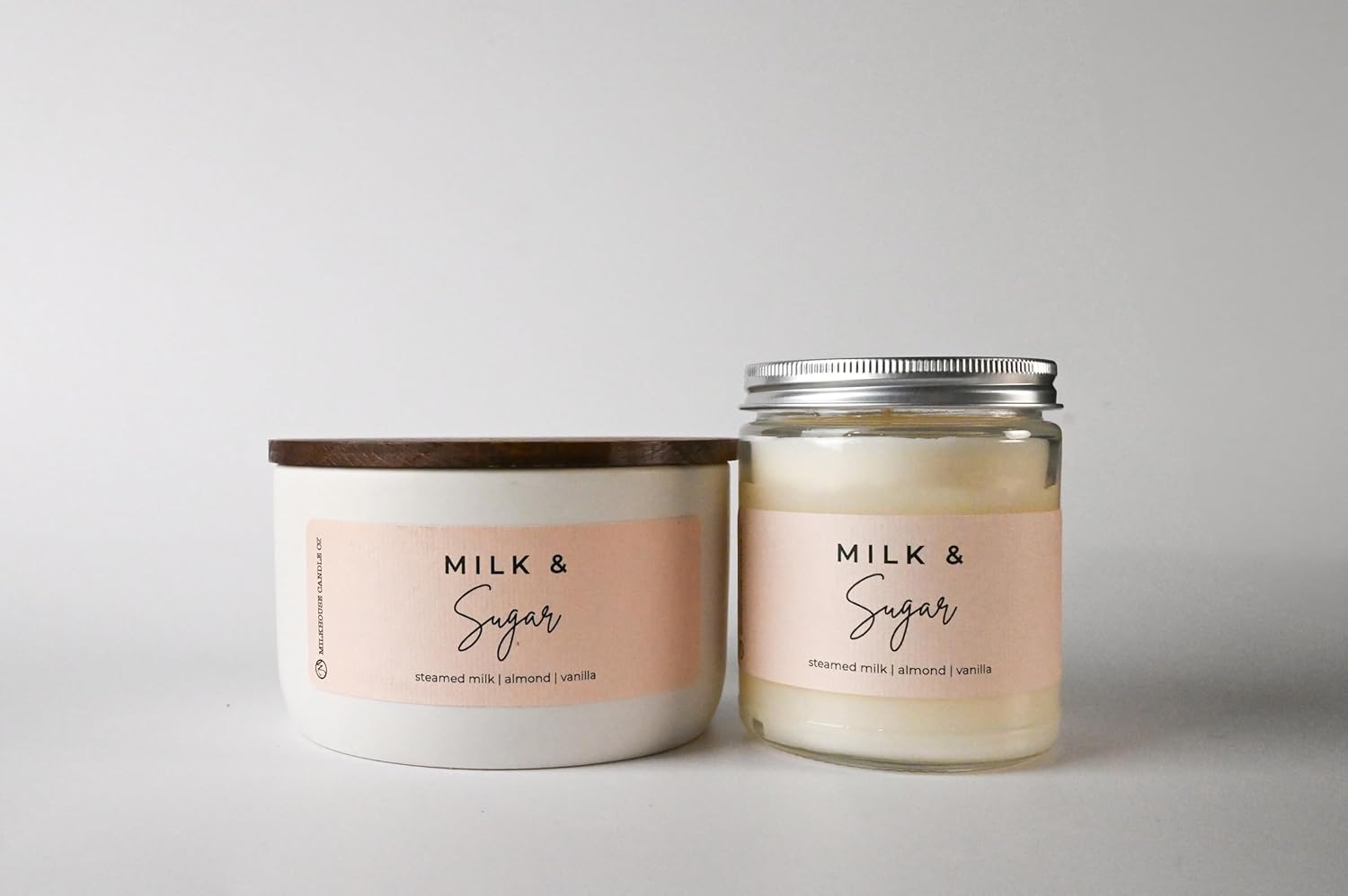 Milkhouse Candle Company Milk & Sugar Soy Candle - Steamed Milk | Almond | Vanilla Scented - 10 oz Signature Statement Candle with Lid, 20+ Hour Burn Time, Made in the USA