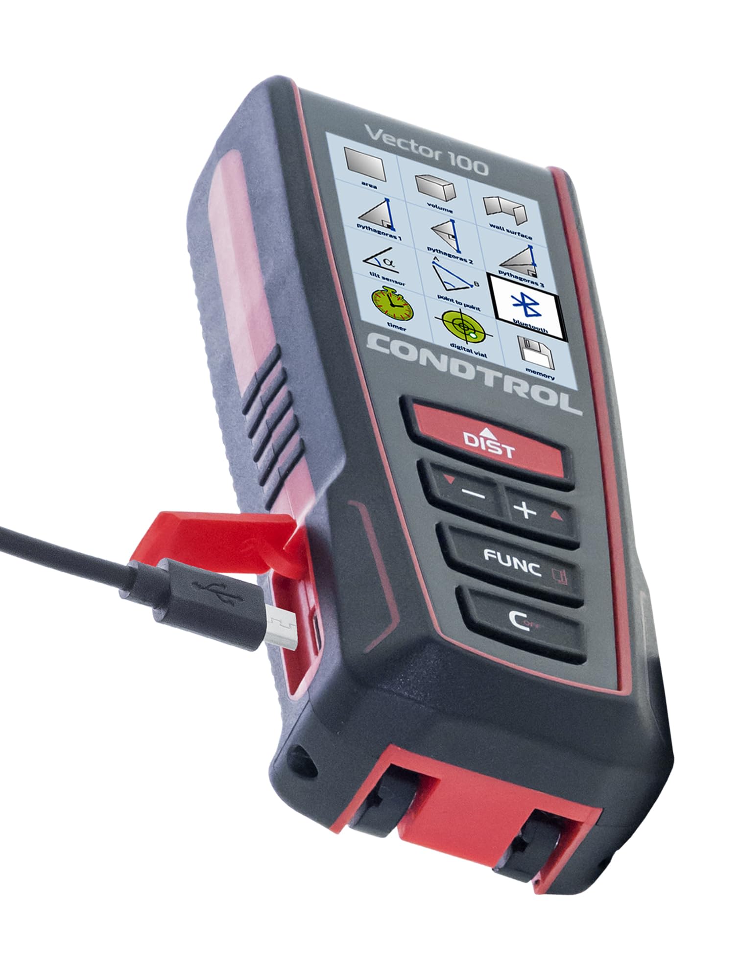 CONDTROL - Télémètre Vector 100 - Portée 0,05 à 100 Mètres - Mesure Précise Continue - Laser Rouge - Bluetooth - Garantie 2+1 Ans - Livré avec Accessoires