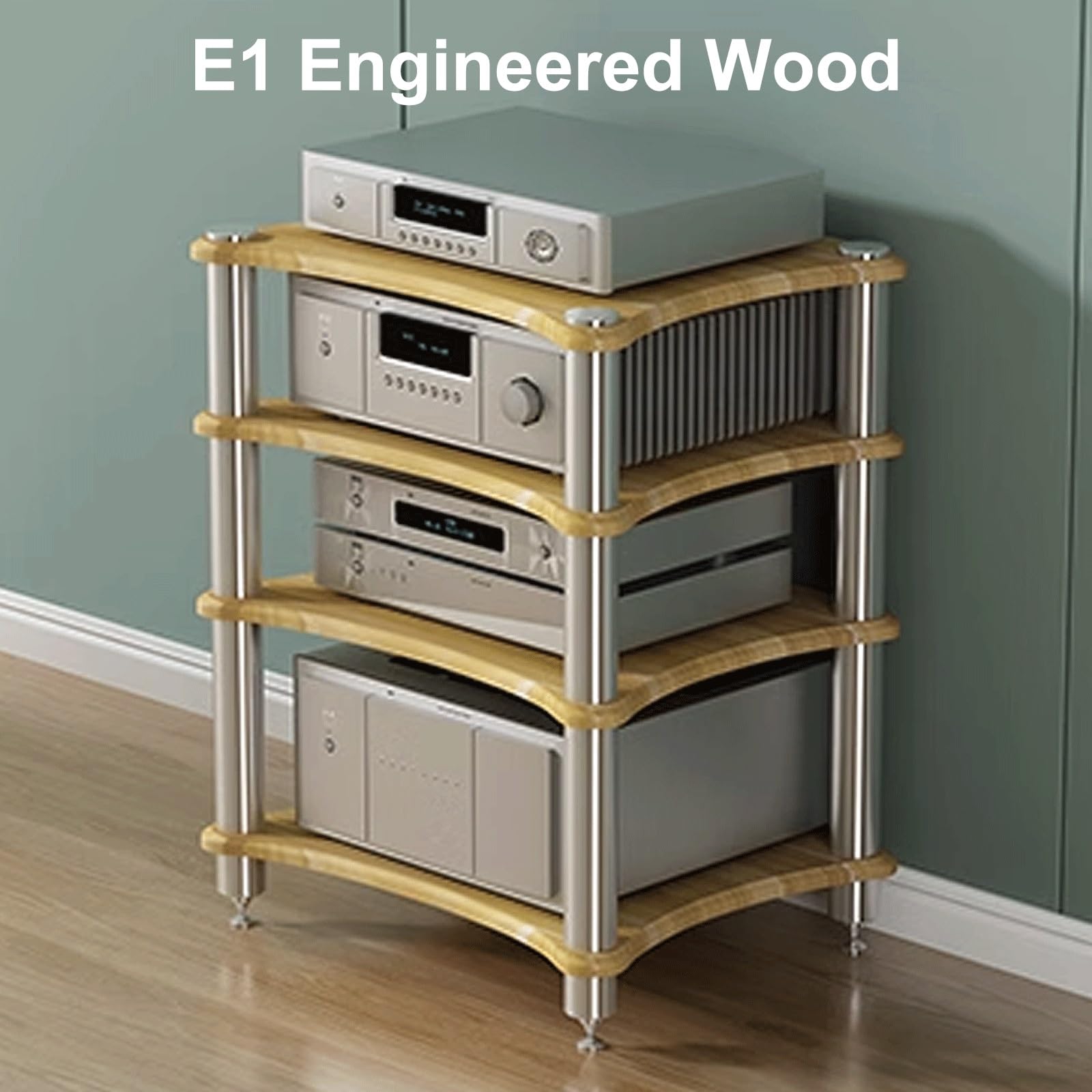 Tour Rack Robuste en Acier Inoxydable - Support AV monocouche, Disponible en 4 Tailles et 4 Couleurs (Marron) - Parfaite pour Les Home cinémas et Autres équipements.