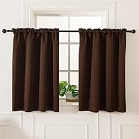 Vista 17 de Pickluc Cortinas de Cocina Café de 36 Pulgadas de Largo 2 Paneles, Cortinas de Nivel Opacas con Bolsillo para Barra, Cortina Corta Opaca