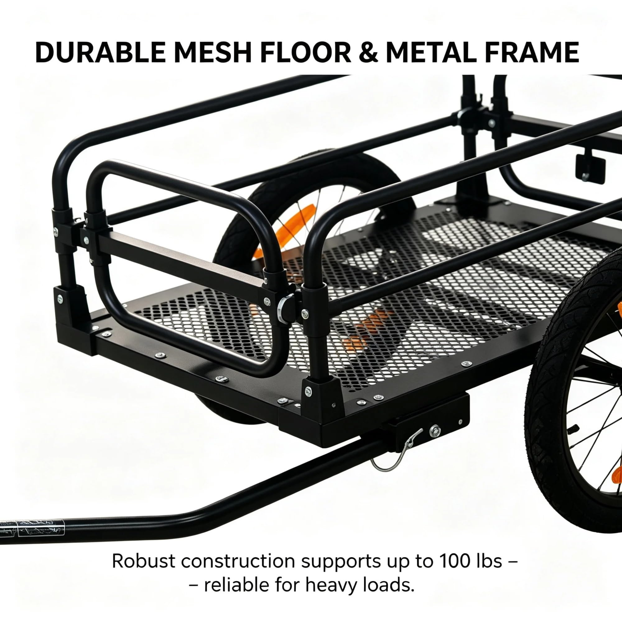 Remolque de Carga Pesada para Bicicleta, Carro Plegable con Enganche Universal