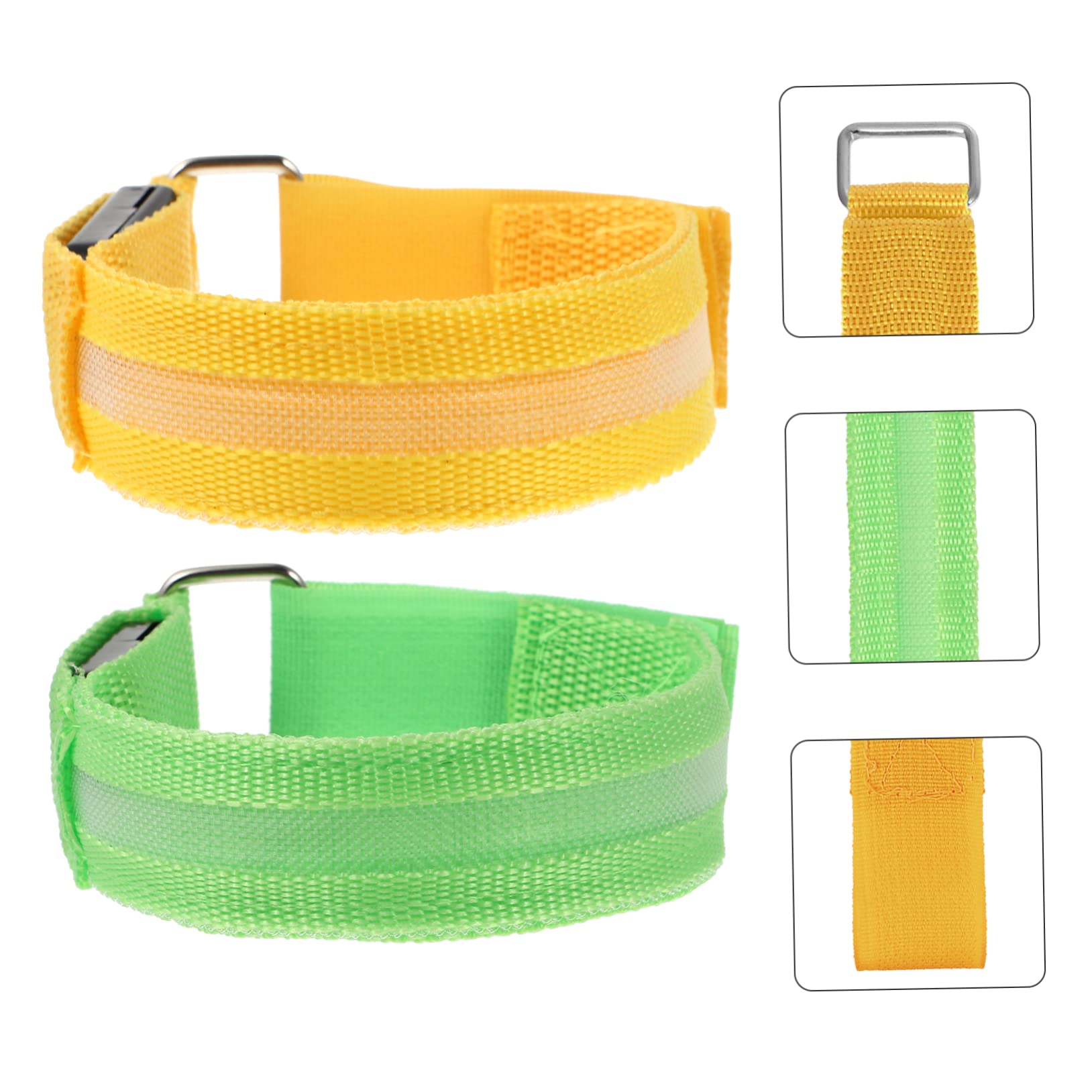 BESTonZON 1set Adjustable LED Light Safety Wristband Rechargeable Glowing Armbands for Night Running Walking Hiking Cycling High Visibility Reflective Arm Bands for Runners 2pcs