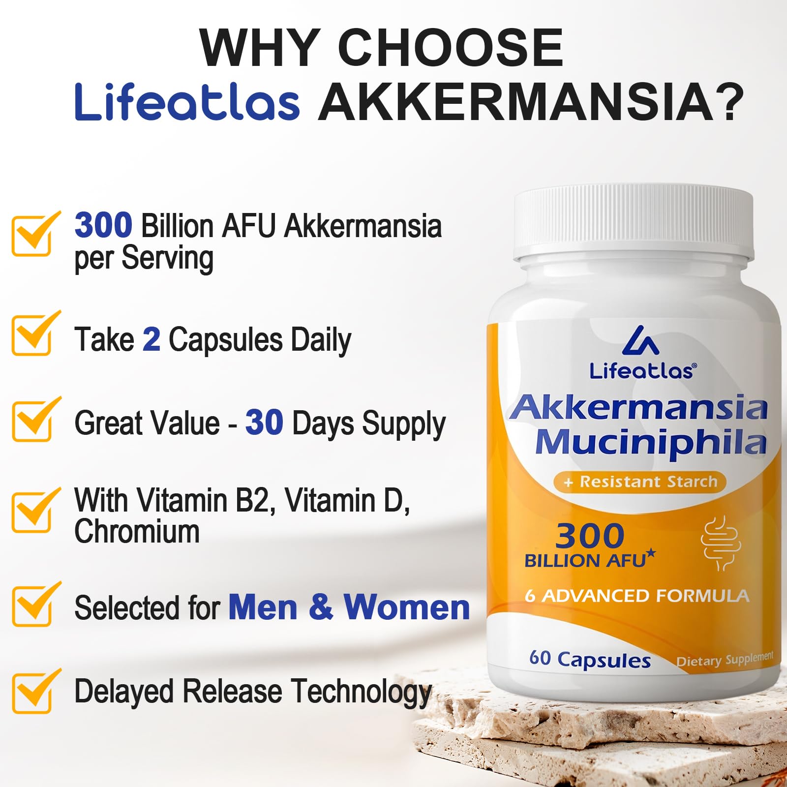 300 Billion AFU, 6-in-1 Akkermansia Probiotics for Women & Men, 60 Count — Amazon image 6