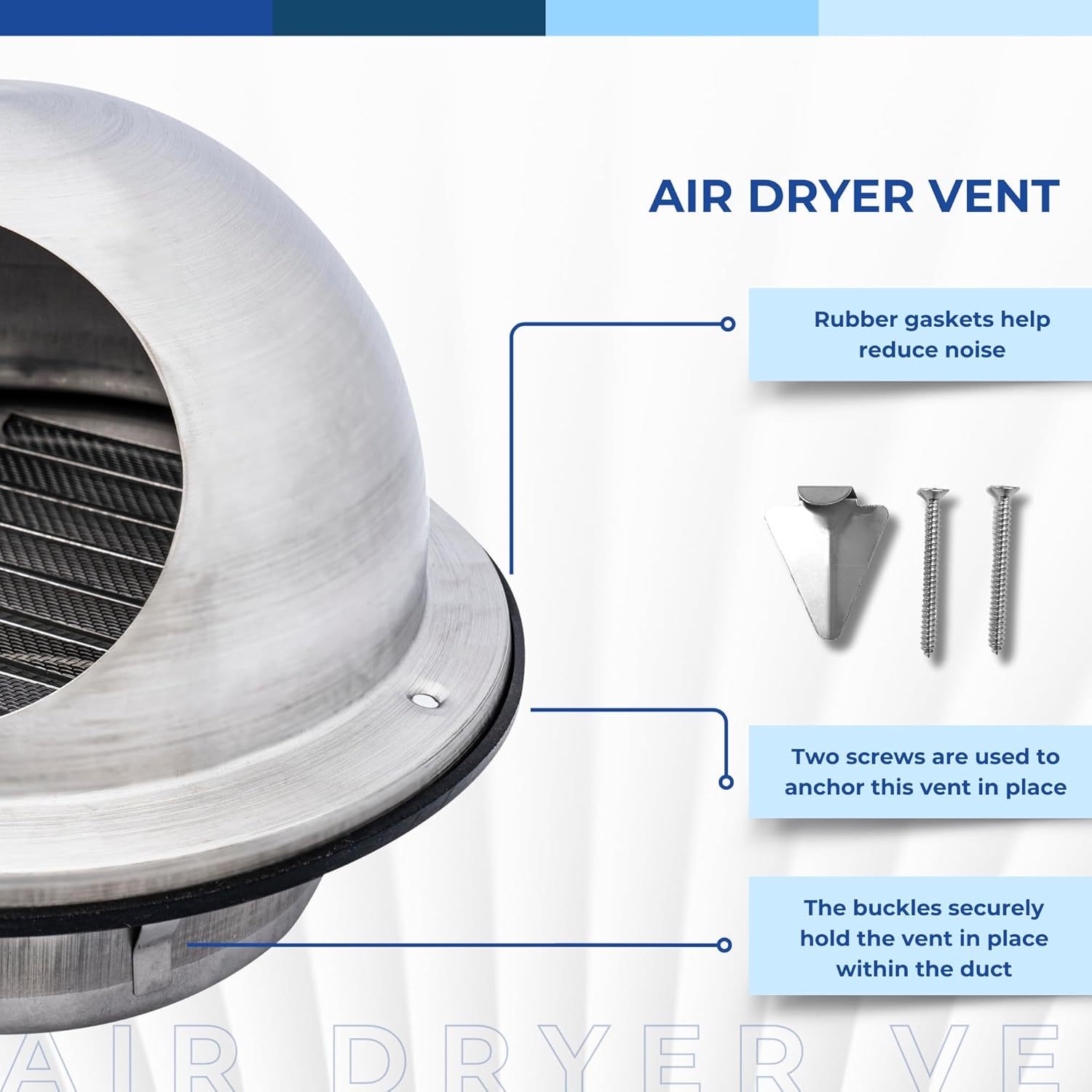 Fits 6" Neck Dryer Duct | Stainless Steel Round Exhaust Air Dryer Vent Cover Hood with Rubber Seal - Rust-Resistant, Weatherproof and Efficient Airflow Exterior Wall Outlet Duct Ventilation Grille