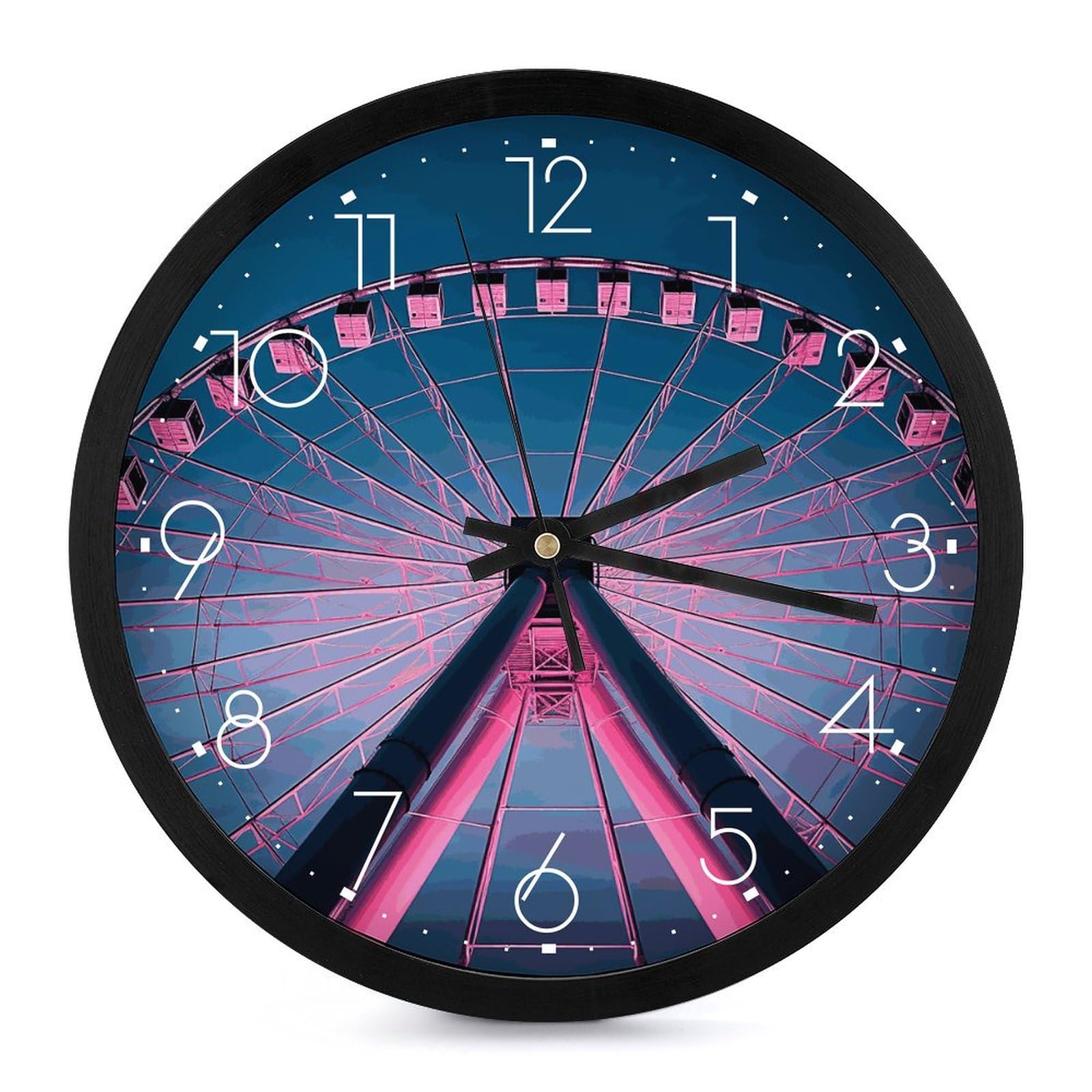 Horloge murale silencieuse de 25,4 cm au design de grande roue pour salon