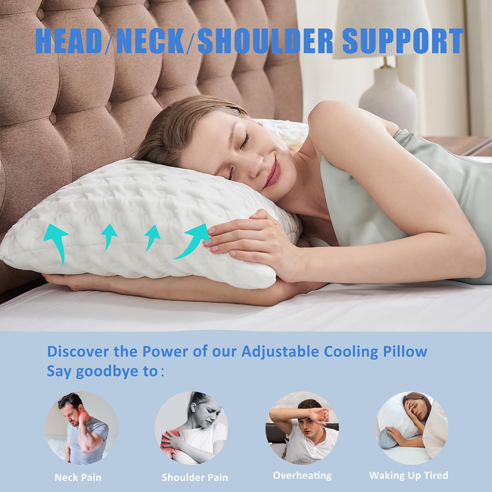 Amazon｜横向きで寝る人用の冷却枕、睡眠用細断メモリーフォームベッド