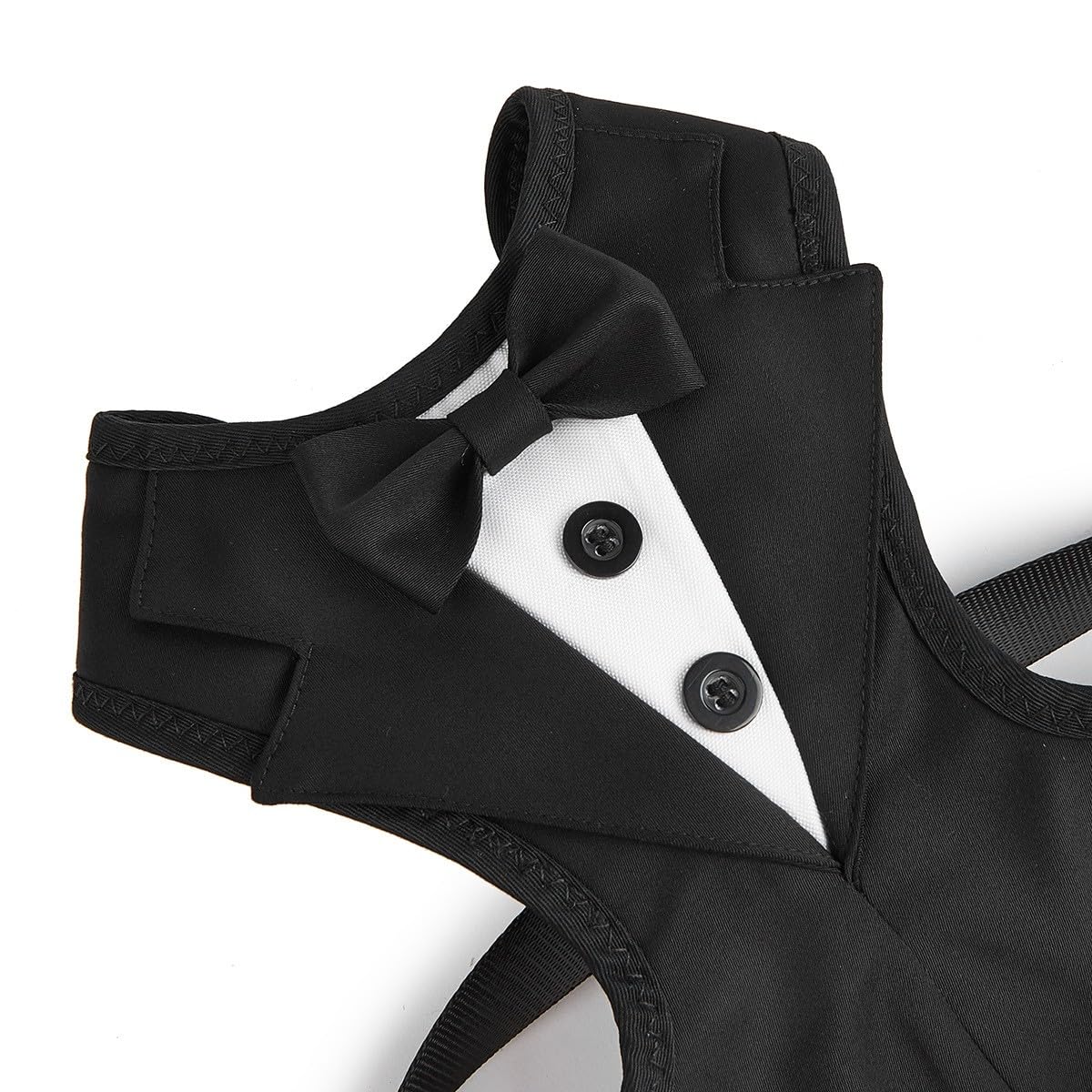 Arnés de esmoquin para perro, arnés ajustable para mascotas, sin tirones, para perros pequeños y medianos, traje de boda para perros con pajarita, disfraz de fiesta (negro, XXL)