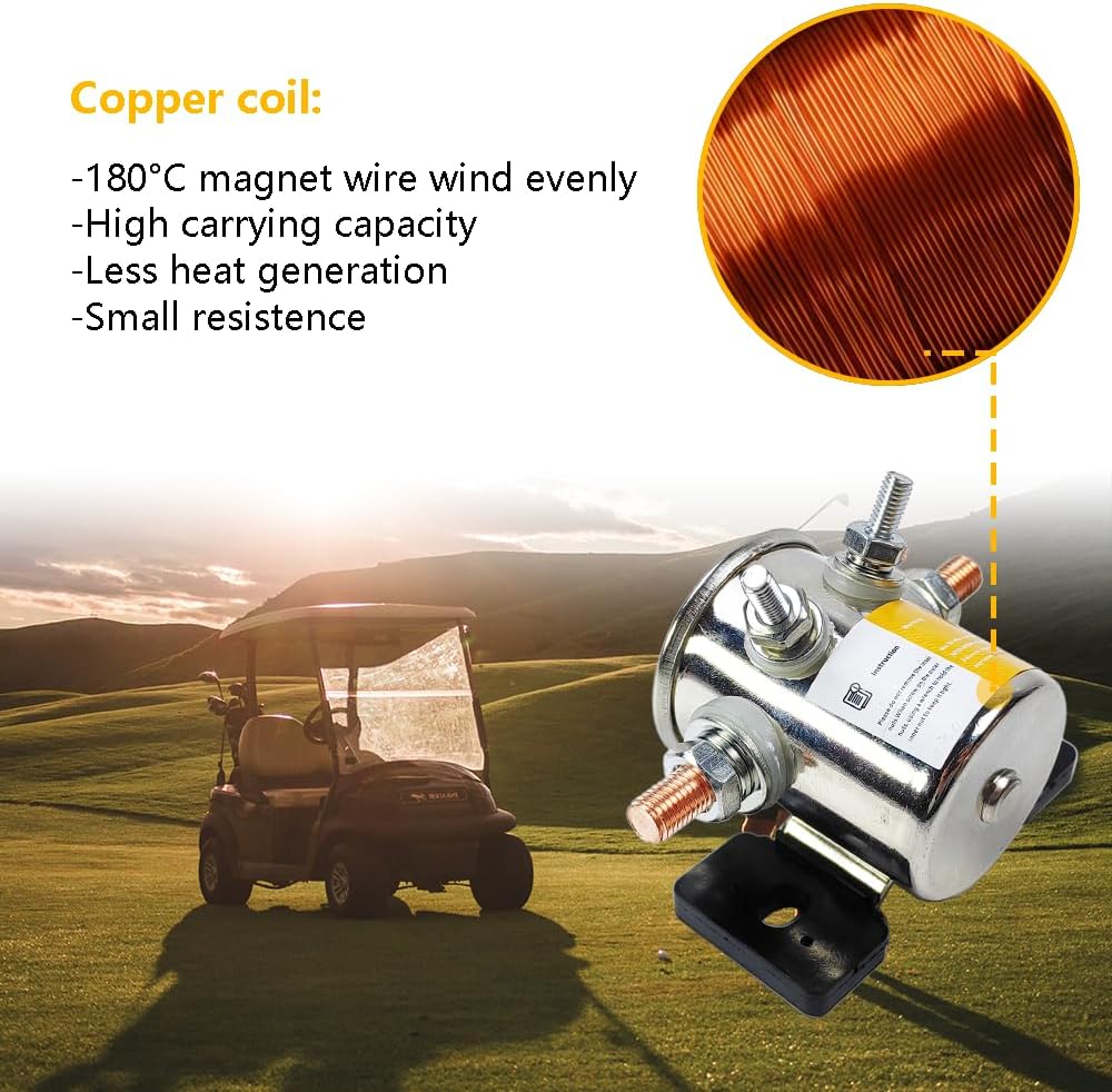 36 Volt #70 Series Continuous Duty Solenoid Relay Nickel-Plating with Resistor & Diode Kit | Fit for EZGO Electric Golf Cart, Upgrade Mount Bracket | OE# 27855G01 11761G1 27855G02 31680G1 3016