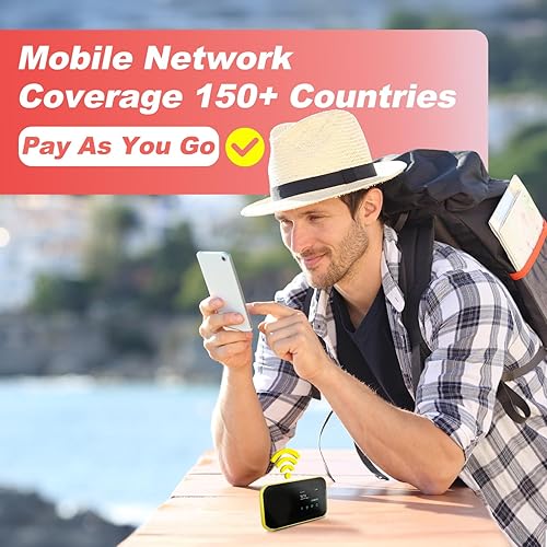 Miniatura 3 de FREEBOT Enrutador de punto de acceso móvil 4G LTE, WiFi portátil para viajes en más de 150 países, enrutador local e internacional, acceso