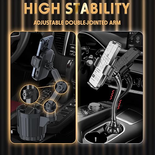 Miniatura 2 de Phone Holders for Your Car, 2 in 1 Universal Cup Holder Expander Adjustable Base with Phone Mount, Long Arm with 360°Rotation Cup Holder Phones