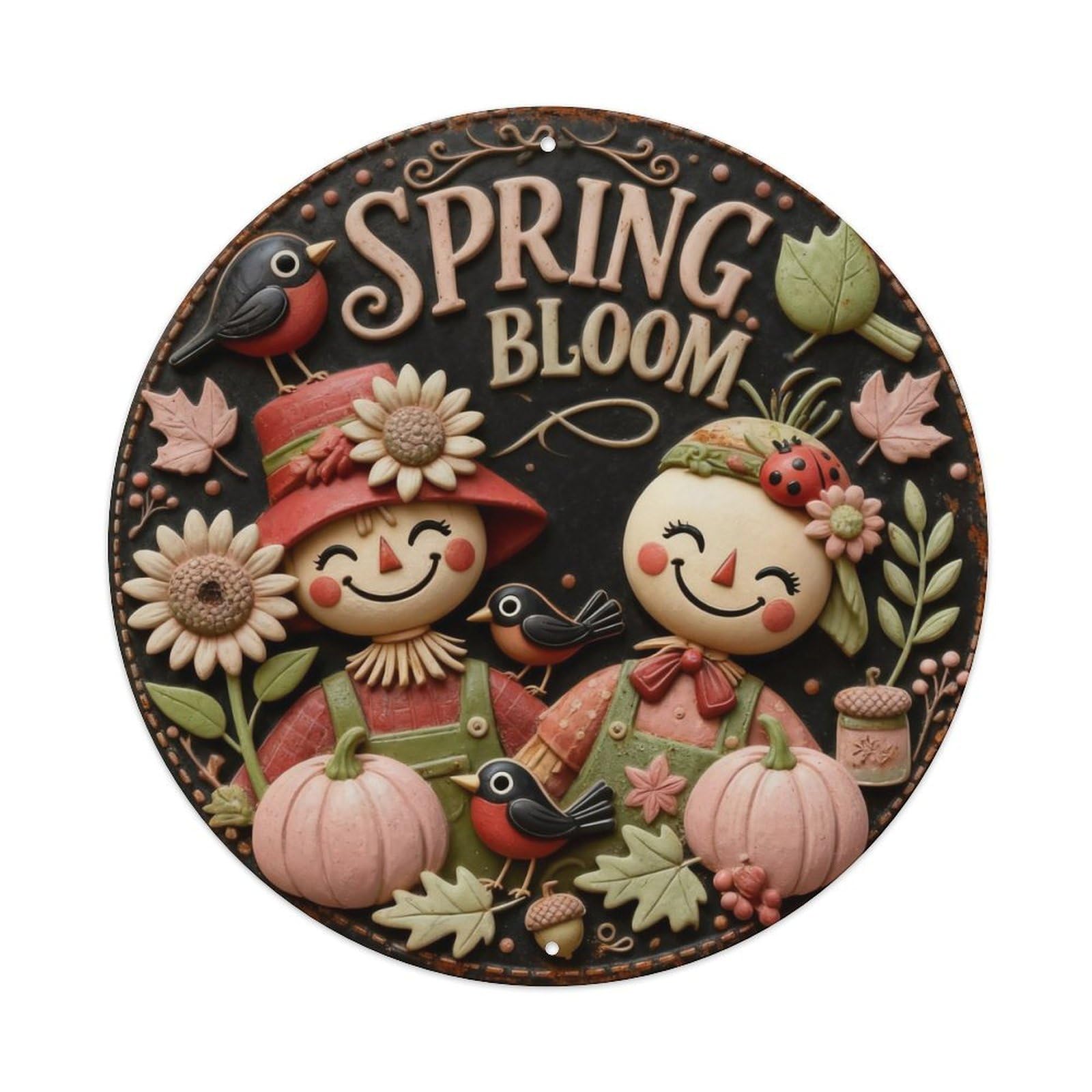 Spring Ladybug Bloom Vintage Tin Sign Metal Tin Sign Plaque