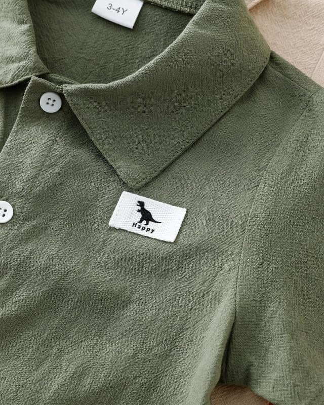 Toddler Boy Short Sleeve Button Down Shirt 3 Pack Boys Summer Clothes Striped Casual Collared Kids Shirts 3-8Y