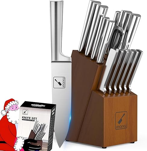 Miniatura 8 de imarku Juego de cuchillos de 15 piezas juego de cuchillos de cocina con acero inoxidable de alto carbono, juego de bloques de cuchillos con apto