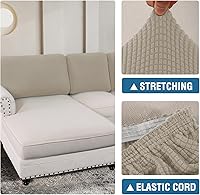 Vista 296 de H.VERSAILTEX 2025 New Sectional Couch Covers 8 Pieces Stretch Sofa Covers for Sectional Sofa Set Separate L Shaped Couch Cover for Both Left/Right